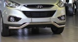 11 849 р. Фигурная защита переднего бампера диаметром 63 мм Petroil Tuning Hyundai IX35 LM дорестайлинг (2009-2013) (Нержавеющая полированная сталь)  с доставкой в г. Екатеринбург. Увеличить фотографию 2