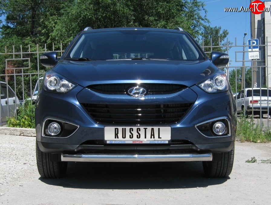 15 649 р. Одинарная защита переднего бампера диаметром 76 мм Russtal Hyundai IX35 LM дорестайлинг (2009-2013)  с доставкой в г. Екатеринбург