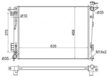Радиатор двигателя (пластинчатый, 2.0/2.4, МКПП/АКПП) SAT Hyundai (Хюндаи) IX35 (ИX35)  LM (2009-2018),  Tucson (Туссон)  LM (2010-2017), KIA (КИА) Sportage (Спортаж)  3 SL (2010-2016)