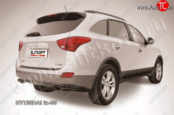 5 449 р. Защита заднего бампера из уголков d57 Slitkoff  Hyundai IX55  EN (2006-2013) (Цвет: серебристый)  с доставкой в г. Екатеринбург