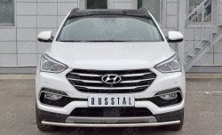 13 949 р. Защита переднего бампера (Ø42 мм, нержавейка, Premium) SLITKOFF Hyundai Santa Fe DM рестайлинг (2015-2019)  с доставкой в г. Екатеринбург. Увеличить фотографию 1