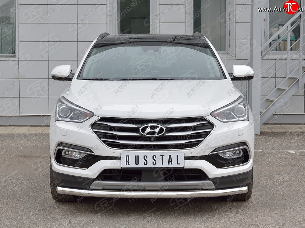 15 999 р. Защита переднего бампера (Ø63 мм, нержавейка, Premium) SLITKOFF Hyundai Santa Fe DM рестайлинг (2015-2019)  с доставкой в г. Екатеринбург