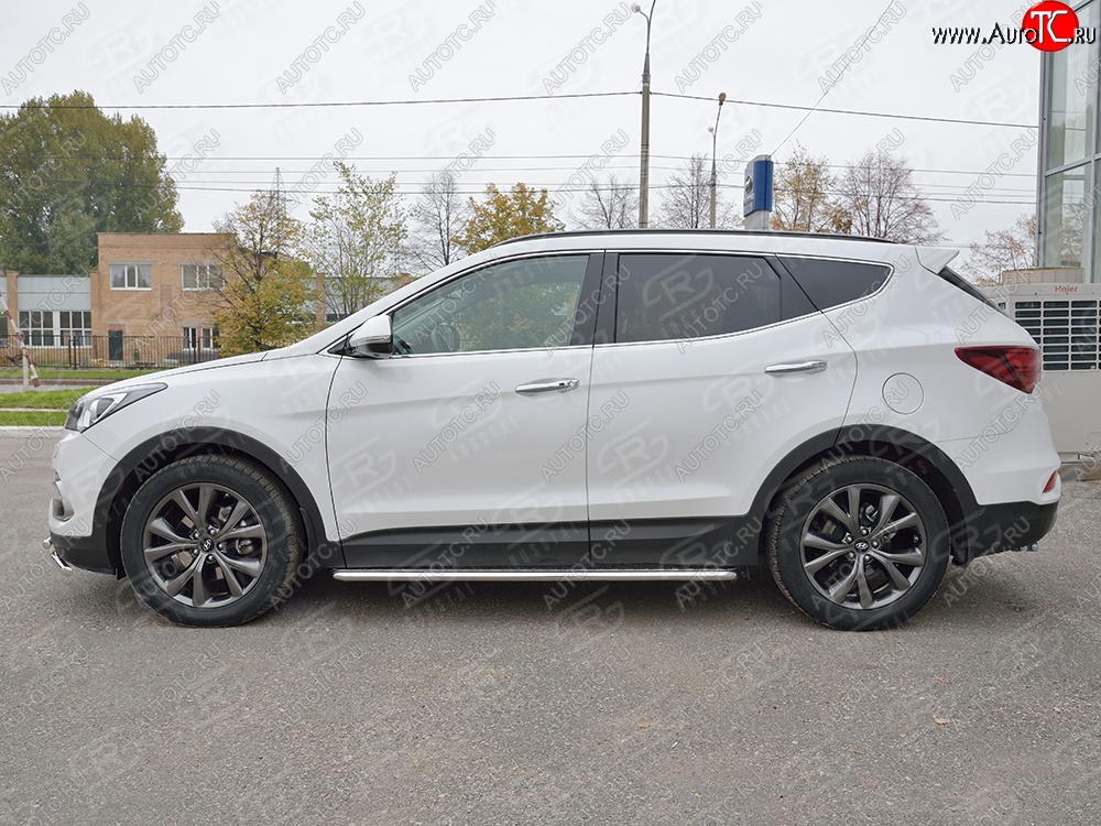 21 449 р. Широкая защита порогов с трубой диаметром 42 мм Premium SLITKOFF Hyundai Santa Fe DM рестайлинг (2015-2019)  с доставкой в г. Екатеринбург