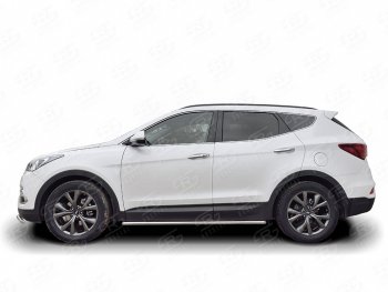 Защита порогов из круглой трубы d42 мм PREMIUM SLITKOFF v3 Hyundai Santa Fe DM рестайлинг (2015-2019)