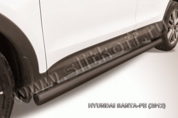 13 749 р. Защита порогов из трубы d76 Slitkoff  Hyundai Santa Fe  DM (2012-2016) дорестайлинг (Цвет: серебристый)  с доставкой в г. Екатеринбург. Увеличить фотографию 1