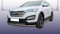 Двойная защита переднего бампера из двух труб диаметром 57 и 42 мм Slitkoff Hyundai Santa Fe DM дорестайлинг (2012-2016)