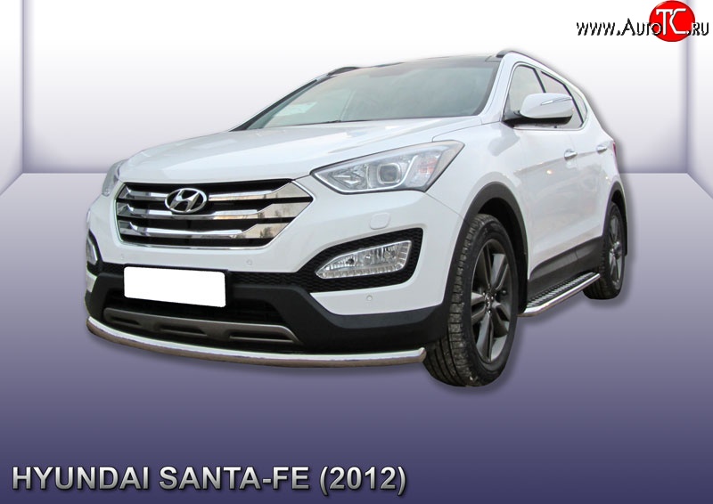 13 649 р. Одинарная защита переднего бампера из трубы диаметром 57 мм Slitkoff Hyundai Santa Fe DM дорестайлинг (2012-2016) (Нержавейка, Полированная)  с доставкой в г. Екатеринбург