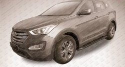 14 999 р. Алюминиевые пороги Slitkoff Optima Black Hyundai Santa Fe DM дорестайлинг (2012-2016)  с доставкой в г. Екатеринбург. Увеличить фотографию 2