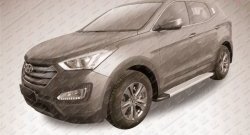 19 449 р. Алюминиевые пороги Slitkoff Optima Silver  Hyundai Santa Fe  DM (2012-2016) дорестайлинг  с доставкой в г. Екатеринбург. Увеличить фотографию 2