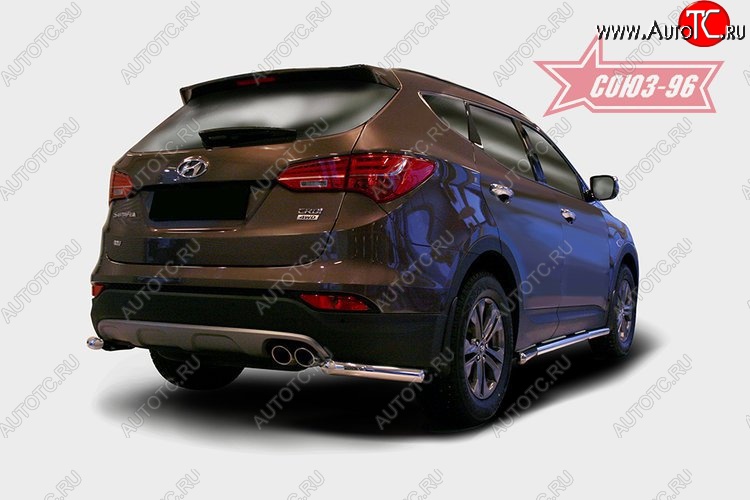 9 539 р. Защита заднего бампера из боковых уголков Souz-96 (d60) Hyundai Santa Fe DM дорестайлинг (2012-2016)  с доставкой в г. Екатеринбург