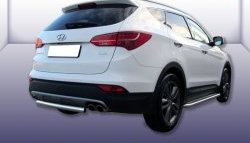 11 899 р. Защита заднего бампера из короткой трубы диаметром 57 мм Slitkoff  Hyundai Santa Fe  DM (2012-2016) дорестайлинг (Нержавейка, Полированная)  с доставкой в г. Екатеринбург. Увеличить фотографию 1