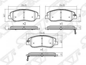 1 199 р. Колодки тормозные SAT (передние) Hyundai Santa Fe CM дорестайлинг (2006-2009)  с доставкой в г. Екатеринбург. Увеличить фотографию 1