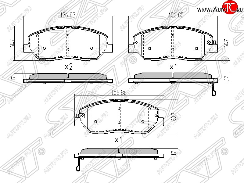 1 499 р. Колодки тормозные SAT (передние)  Hyundai Santa Fe  CM (2006-2012), KIA Sorento  XM (2009-2015)  с доставкой в г. Екатеринбург