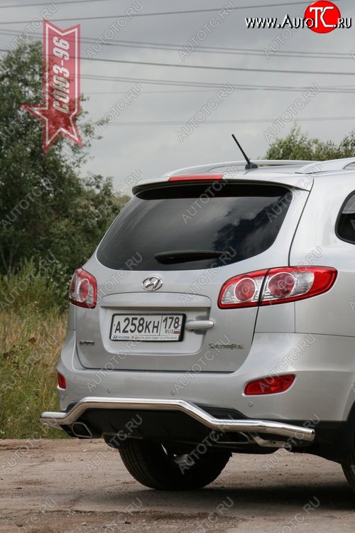 11 159 р. Защита заднего бампера Souz-96 (d60) Hyundai Santa Fe CM рестайлинг (2009-2012)  с доставкой в г. Екатеринбург