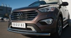 10 649 р. Защита переднего бампера (2 трубыØ63 и 42 мм, нержавейка) Russtal  Hyundai Grand Santa Fe  1 DM (2013-2016) дорестайлинг  с доставкой в г. Екатеринбург. Увеличить фотографию 2