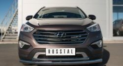 10 649 р. Защита переднего бампера (2 трубыØ63 и 42 мм, нержавейка) Russtal  Hyundai Grand Santa Fe  1 DM (2013-2016) дорестайлинг  с доставкой в г. Екатеринбург. Увеличить фотографию 1