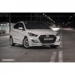 2 899 р. Накладка на передний бампер TopKontur Design v2 Hyundai Solaris RBr хэтчбэк дорестайлинг (2010-2014) (Неокрашенная)  с доставкой в г. Екатеринбург. Увеличить фотографию 12