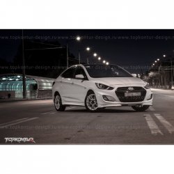 2 899 р. Накладка на передний бампер TopKontur Design v2 Hyundai Solaris RBr хэтчбэк дорестайлинг (2010-2014) (Неокрашенная)  с доставкой в г. Екатеринбург. Увеличить фотографию 13