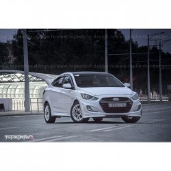 2 899 р. Накладка на передний бампер TopKontur Design v2 Hyundai Solaris RBr хэтчбэк дорестайлинг (2010-2014) (Неокрашенная)  с доставкой в г. Екатеринбург. Увеличить фотографию 15