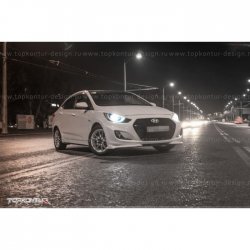 2 899 р. Накладка на передний бампер TopKontur Design v2 Hyundai Solaris RBr хэтчбэк дорестайлинг (2010-2014) (Неокрашенная)  с доставкой в г. Екатеринбург. Увеличить фотографию 6