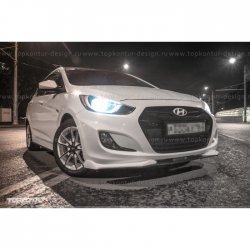 2 899 р. Накладка на передний бампер TopKontur Design v2 Hyundai Solaris RBr хэтчбэк дорестайлинг (2010-2014) (Неокрашенная)  с доставкой в г. Екатеринбург. Увеличить фотографию 8