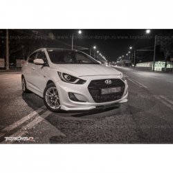 2 899 р. Накладка на передний бампер TopKontur Design v2 Hyundai Solaris RBr хэтчбэк дорестайлинг (2010-2014) (Неокрашенная)  с доставкой в г. Екатеринбург. Увеличить фотографию 9