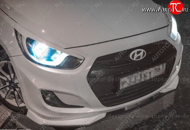 2 899 р. Накладка на передний бампер TopKontur Design v2 Hyundai Solaris RBr хэтчбэк дорестайлинг (2010-2014) (Неокрашенная)  с доставкой в г. Екатеринбург