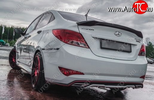 8 999 р. Накладка на задний бампер TopKontur Design Hyundai Solaris RBr седан дорестайлинг (2010-2014) (Неокрашенная)  с доставкой в г. Екатеринбург