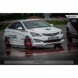 4 999 р. Пороги накладки TopKontur Design Hyundai Solaris RBr седан дорестайлинг (2010-2014) (Неокрашенные)  с доставкой в г. Екатеринбург. Увеличить фотографию 2