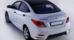 14 499 р. Задний бампер Sport  Hyundai Solaris  RBr (2010-2014) седан дорестайлинг (Неокрашенный)  с доставкой в г. Екатеринбург. Увеличить фотографию 2