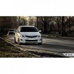 4 499 р. Накладка на передний бампер TopKontur Design Hyundai Solaris RBr седан рестайлинг (2014-2017) (Глянец под окраску, Неокрашенная)  с доставкой в г. Екатеринбург. Увеличить фотографию 4