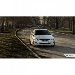 4 499 р. Накладка на передний бампер TopKontur Design Hyundai Solaris RBr седан рестайлинг (2014-2017) (Глянец под окраску, Неокрашенная)  с доставкой в г. Екатеринбург. Увеличить фотографию 6