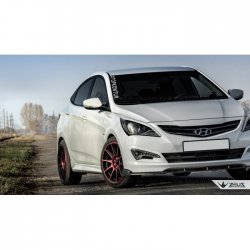 4 499 р. Накладка на передний бампер TopKontur Design Hyundai Solaris RBr седан рестайлинг (2014-2017) (Глянец под окраску, Неокрашенная)  с доставкой в г. Екатеринбург. Увеличить фотографию 7