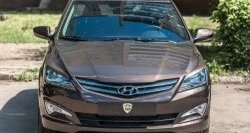 929 р. Реснички на фары Кураж  Hyundai Solaris  RBr (2014-2017) седан рестайлинг (Неокрашенные)  с доставкой в г. Екатеринбург. Увеличить фотографию 2