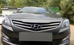 2 099 р. Сетка на бампер Russtal (черная) Hyundai Solaris RBr седан рестайлинг (2014-2017)  с доставкой в г. Екатеринбург. Увеличить фотографию 5