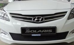 Сетка на бампер Russtal (черная) Hyundai Solaris RBr седан рестайлинг (2014-2017)