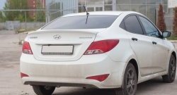 2 599 р. Лип спойлер Кураж средний  Hyundai Solaris  RBr (2014-2017) седан рестайлинг (Неокрашенный)  с доставкой в г. Екатеринбург. Увеличить фотографию 1