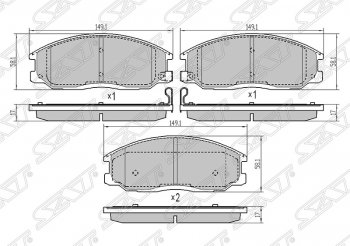 1 169 р. Колодки тормозные SAT (передние)  Hyundai Santa Fe  SM (2000-2012), KIA Sorento  BL (2002-2010), SSANGYONG Actyon  1 (2006-2010), SSANGYONG Actyon Sport (2006-2011), SSANGYONG Kyron (2005-2007)  с доставкой в г. Екатеринбург. Увеличить фотографию 1