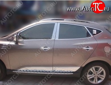 3 749 р. Накладки на верхнюю часть по периметру окон боковых дверей СТ Hyundai Tucson LM (2010-2017) (Неокрашенные)  с доставкой в г. Екатеринбург