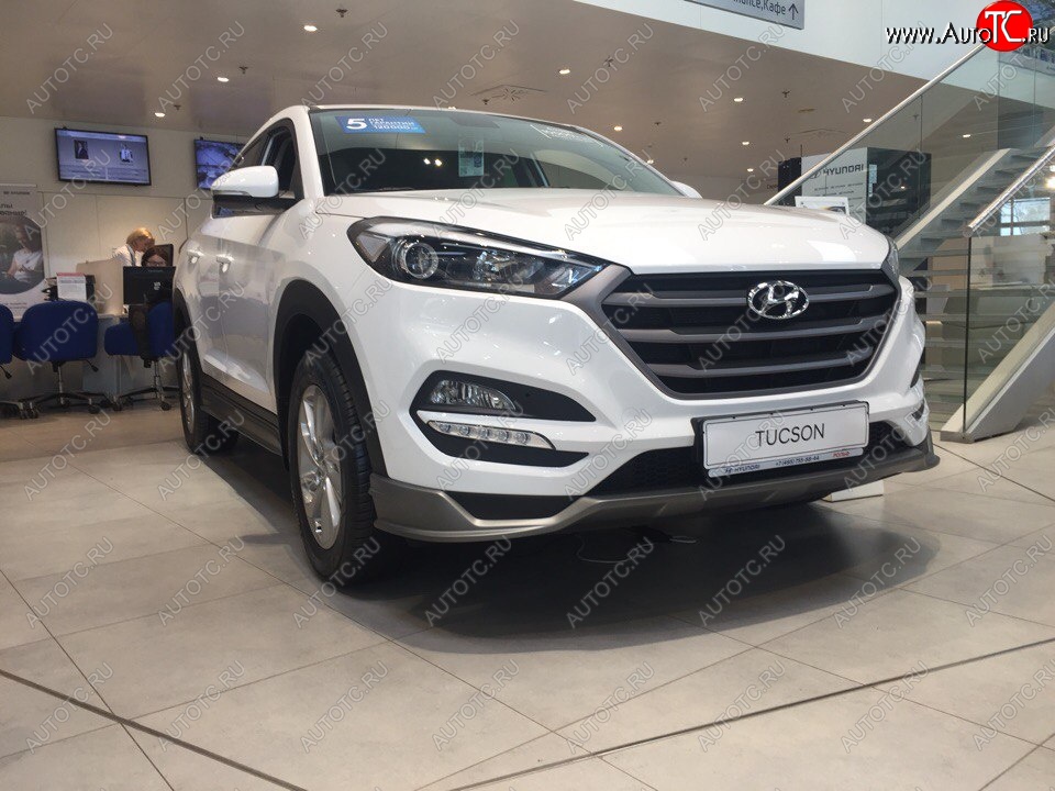 5 649 р. Накладка на передний бампер АвтоКрат Hyundai Tucson TL дорестайлинг (2015-2018) (Неокрашенная)  с доставкой в г. Екатеринбург