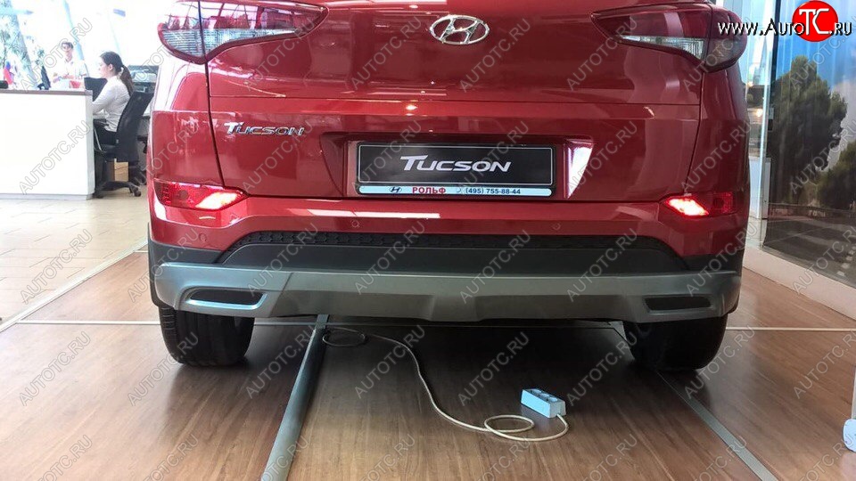 5 649 р. Накладка на задний бампер АвтоКрат Hyundai Tucson TL дорестайлинг (2015-2018) (Неокрашенная)  с доставкой в г. Екатеринбург