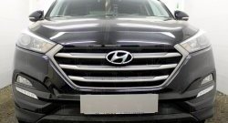 Защитная сетка на бампер Russtal (черная) Hyundai (Хюндаи) Tucson (Туссон)  TL (2015-2018) TL дорестайлинг