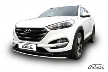 11 789 р. Защита переднего бампера Arbori (нержавейка, 1 труба d42 mm). Hyundai Tucson TL дорестайлинг (2015-2018)  с доставкой в г. Екатеринбург. Увеличить фотографию 2