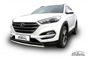 14 291 р. Защита переднего бампера Arbori (нержавейка, 1 труба d57 mm). Hyundai Tucson TL дорестайлинг (2015-2018)  с доставкой в г. Екатеринбург. Увеличить фотографию 2