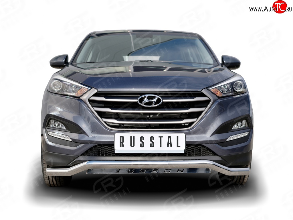 16 299 р. Защита переднего бампера (Ø63 мм волна, нержавейка) SLITKOFF Hyundai Tucson TL дорестайлинг (2015-2018)  с доставкой в г. Екатеринбург