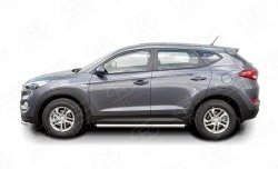 15 799 р. Защита порогов из круглой трубы диаметром 63 мм Russtal Hyundai Tucson TL дорестайлинг (2015-2018)  с доставкой в г. Екатеринбург. Увеличить фотографию 2