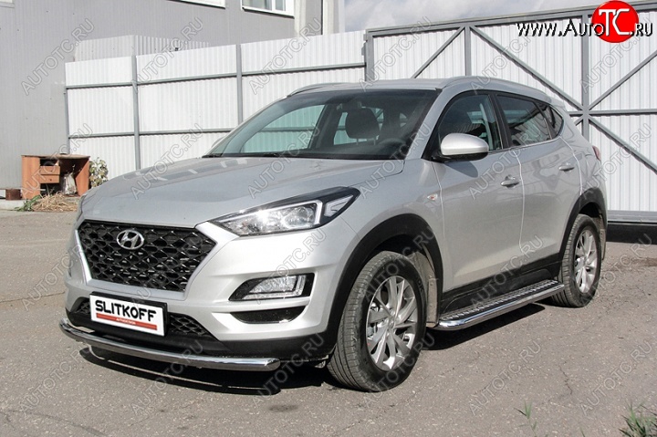 20 649 р. Защита порогов d57 Slitkoff (с листом)  Hyundai Tucson  TL (2018-2021) рестайлинг  с доставкой в г. Екатеринбург