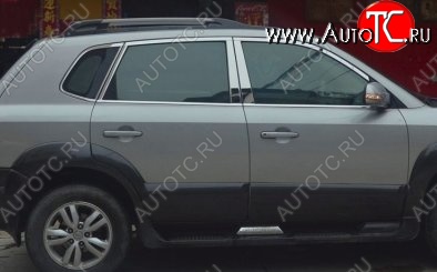 6 899 р. Накладки на верхнюю часть по периметру окон боковых дверей СТ Hyundai Tucson JM (2004-2010) (Неокрашенные)  с доставкой в г. Екатеринбург