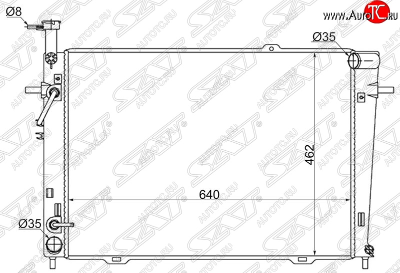 5 399 р. Радиатор двигателя (трубчатый, 2.0/2.7, МКПП/АКПП) SAT Hyundai Tucson JM (2004-2010)  с доставкой в г. Екатеринбург