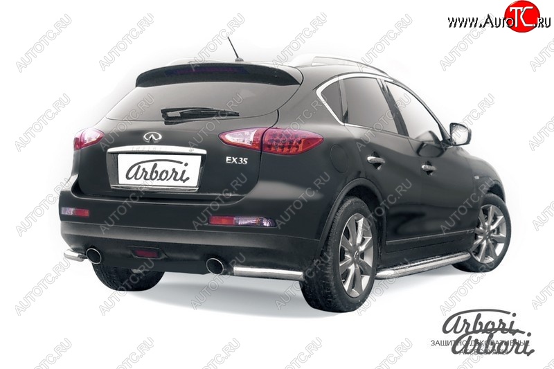 8 999 р. Защита заднего бампера Arbori (уголки, нержавейка, 1 труба d57 mm). INFINITI EX35 J50 (2007-2013)  с доставкой в г. Екатеринбург